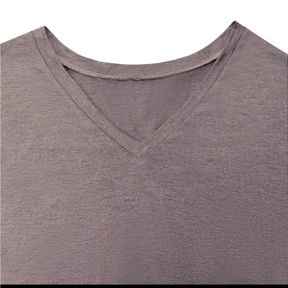 👚NWOT Oversized V Neck Batwing Short Rolled Sleeve Casual Basic Tee Shirt Top - Picture 12 of 13